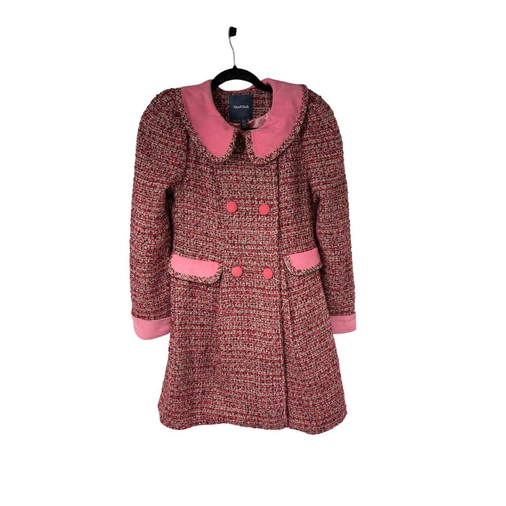 ModCloth "Dream a Little Dream Of 'Tweed'" Coat Pink Tweed Velvet Womens S NWT